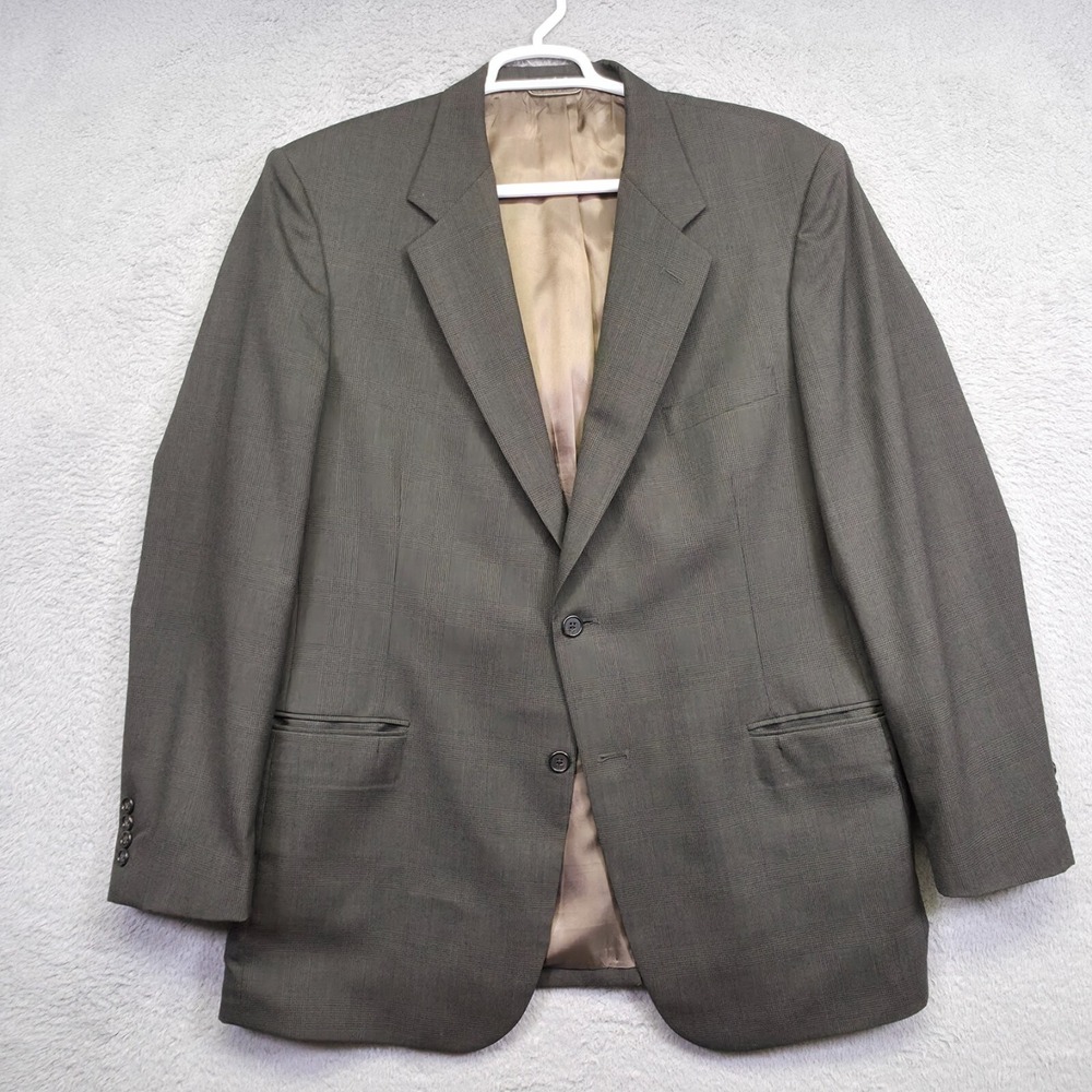 Stafford‎ Executive Blazer Mens 46 Green Wool Glen Plaid Sportscoat Preppy Boss